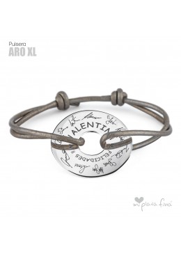 PULSERA ARO PLATA FIRMAS GRABADAS