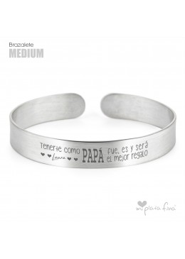 ESCLAVA BRAZALETE PLATA PERSONALIZADO MENSAJE DIA PADRE