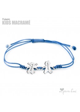 PULSERA MACRAME CON FIGURITAS NIÑOS NOMBRES GRABADOS