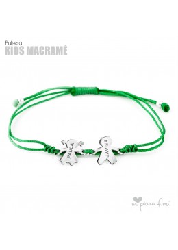 PULSERA MACRAME CON FIGURITAS NIÑOS NOMBRES GRABADOS