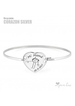 BRAZALETE CORAZÓN JOYA PLATA PERSONALIZADA DIA DE LA MADRE