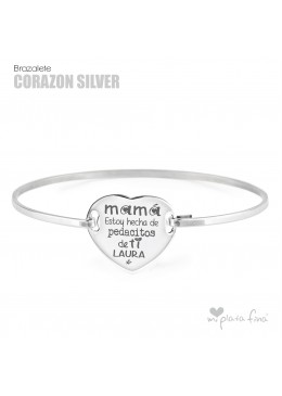 BRAZALETE CORAZÓN JOYA PLATA PERSONALIZADA DIA DE LA MADRE