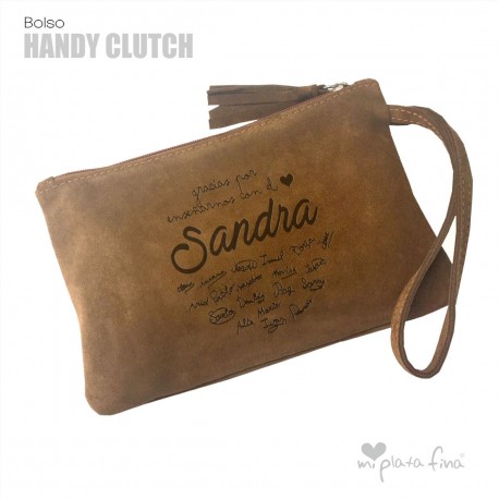 BOLSO HANDY CLUTCH GRABADO DEDICATORIA MAESTRA