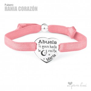 Pulsera Cinta y  Corazón Plata personalizada para la Abuela