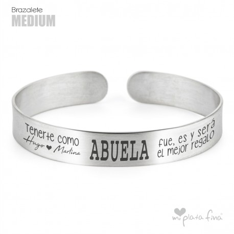 Brazalete en Plata Joya Personalizada para la Abuela