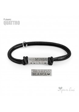 Pulsera Plata y cuero personalizada para la Abuela