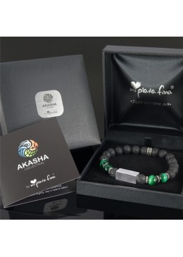 Estuche Luxury PIEDRA VOLCÁNICA & OJO DE TIGRE VERDE Long