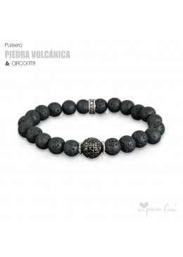 Pulsera PIEDRA VOLCÁNICA & CIRCONITA