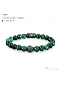 Pulsera OJO DE TIGRE VERDE & CIRCONITA