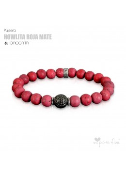 Pulsera HOWLITA ROJA MATE & CIRCONITA