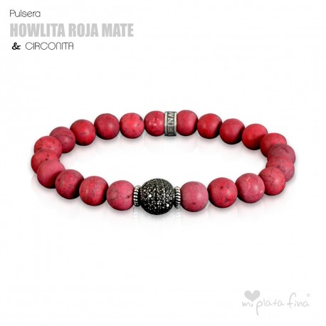 Pulsera HOWLITA ROJA MATE & CIRCONITA