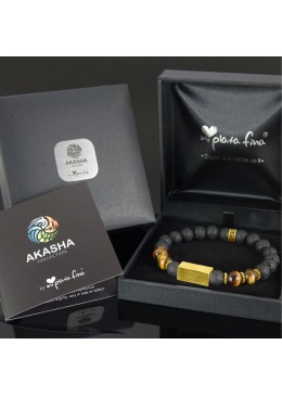 PIEDRA VOLCÁNICA & OJO DE TIGRE Long ORO