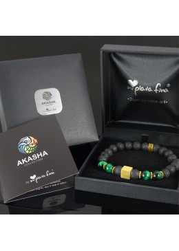 PIEDRA VOLCÁNICA & OJO DE TIGRE VERDE Cube ORO