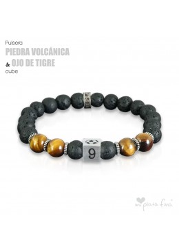 Pulsera PIEDRA VOLCÁNICA & OJO DE TIGRE Cube