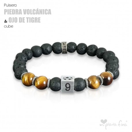 Pulsera PIEDRA VOLCÁNICA & OJO DE TIGRE Cube