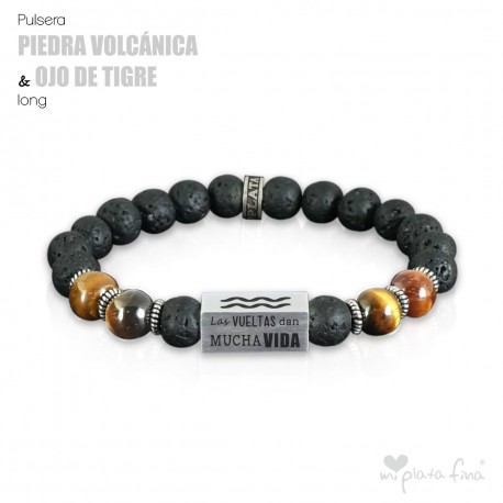 Pulsera PIEDRA VOLCÁNICA & OJO DE TIGRE Long