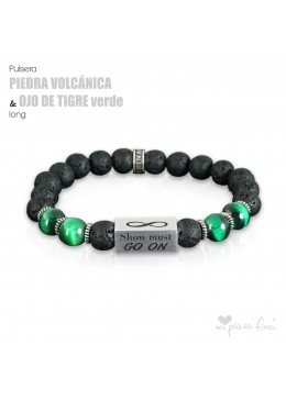 Pulsera PIEDRA VOLCÁNICA & OJO DE TIGRE VERDE Long