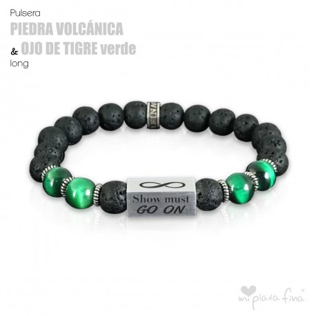 Pulsera PIEDRA VOLCÁNICA & OJO DE TIGRE VERDE Long