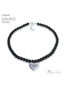 Necklace Onix Heart Silver