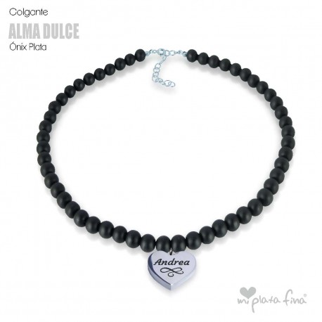 Necklace Onix Heart Silver