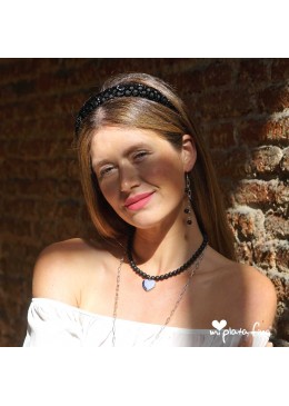 Necklace Onix Heart Silver