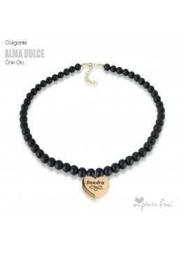 Necklace Onix Heart Gold