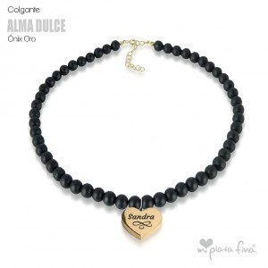 Necklace Onix Heart Gold