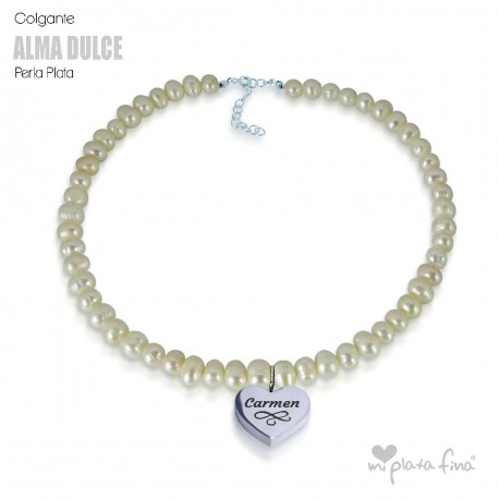 Necklace Pearl Heart Silver