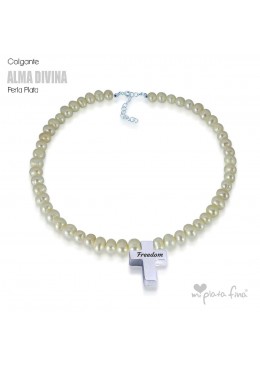 Necklace Pearl Cross Silver