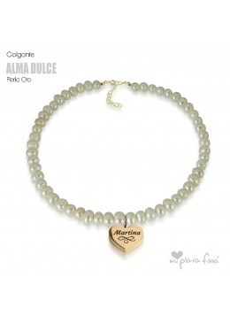 Necklace Pearl Heart Gold