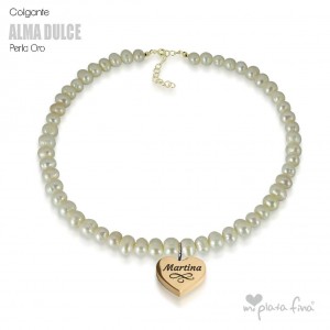 Necklace Pearl Heart Gold