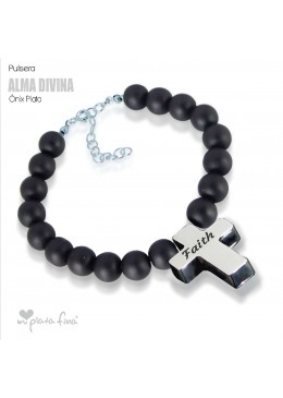 Bracelet Onix Cross Silver