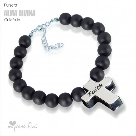 Bracelet Onix Cross Silver