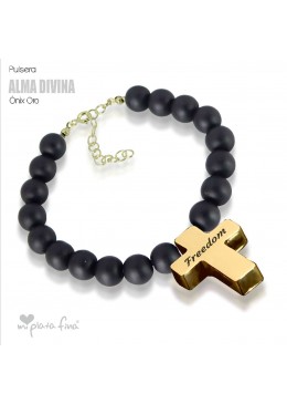 Bracelet Onix Cross Gold