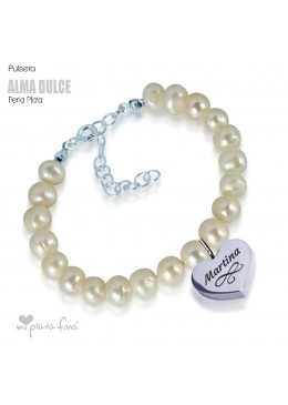 Bracelet Pearl Heart Silver