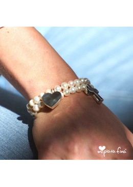 Bracelet Pearl Heart Silver