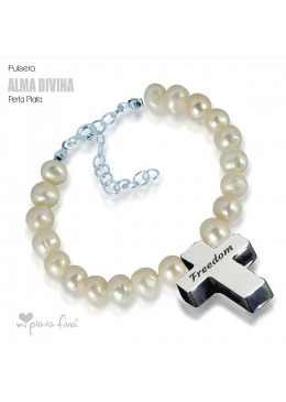 Bracelet Pearl Cross Silver