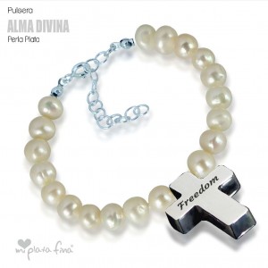Bracelet Pearl Cross Silver