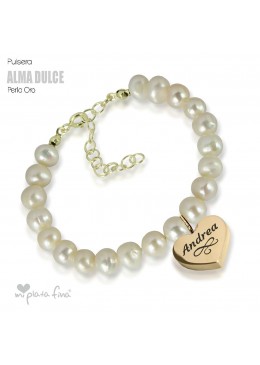 Bracelet Pearl Heart Gold