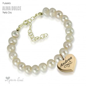 Bracelet Pearl Heart Gold