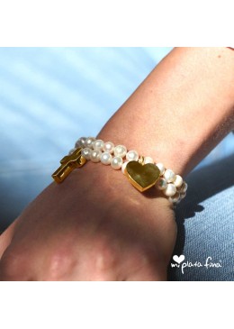 Bracelet Pearl Heart Gold