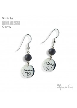 Pendientes Ónix Medalla plata