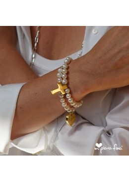 Bracelet Pearl Cross Gold