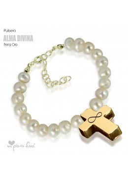 Bracelet Pearl Cross Gold