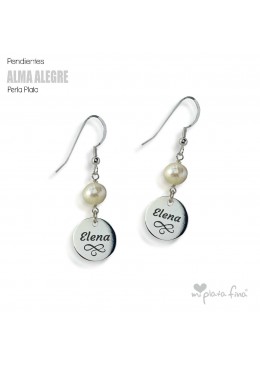 Pendientes Perla Medalla plata