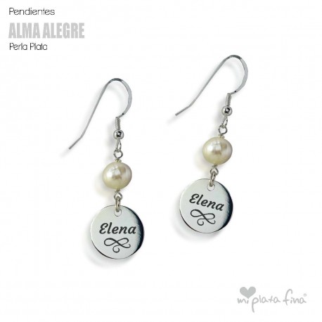 Pendientes Perla Medalla plata