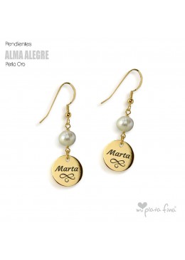 Pendientes Perla Medalla oro