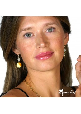 Pendientes Perla Medalla oro