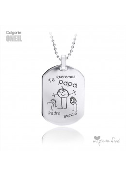 COLGANTE PLATA CHAPA MILITAR MENSAJE GRABADO