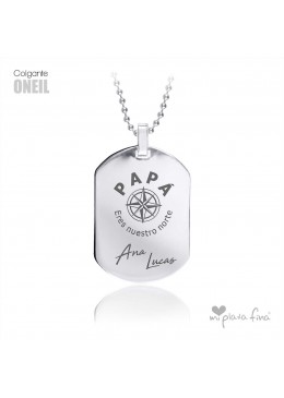 COLGANTE PLATA CHAPA MILITAR MENSAJE GRABADO